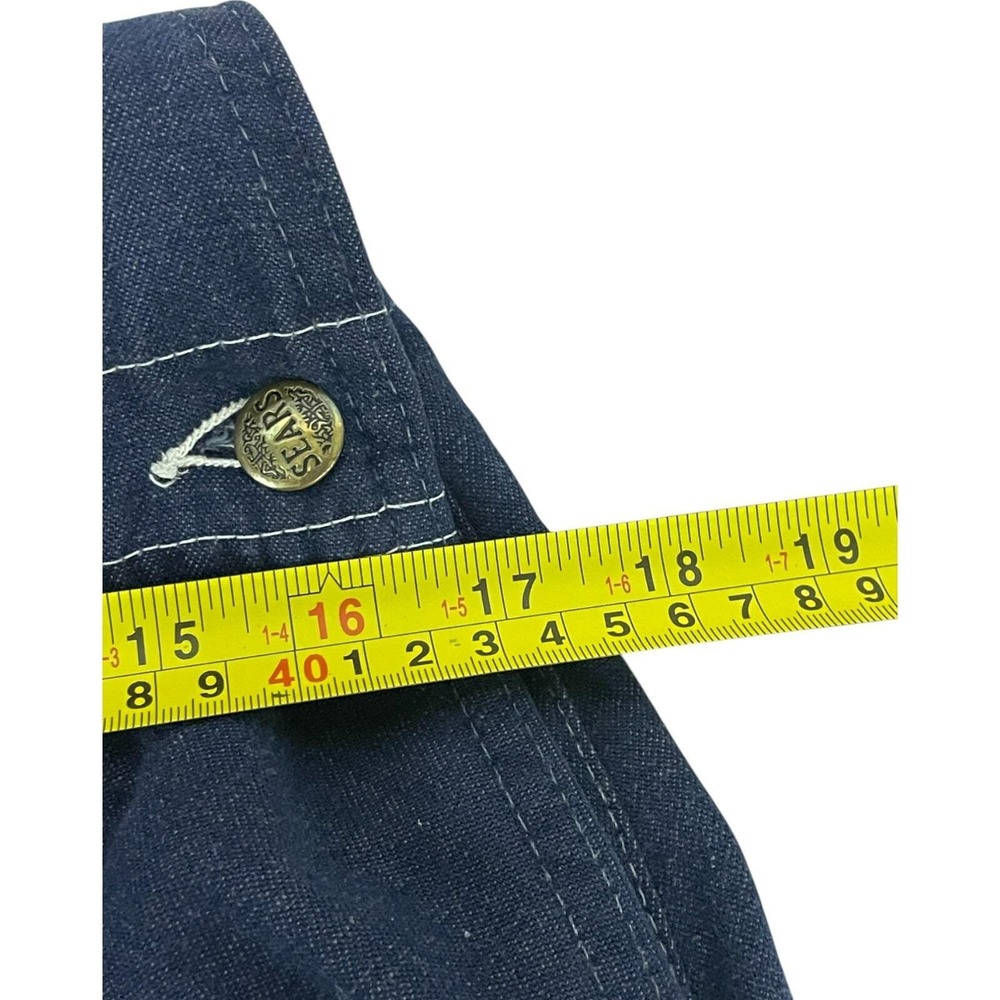 Sears Bib Overalls Unisex 34x32 Vtg Blue‎ Painters Carpenters Perma-prest  Denim - Picture 5 of 6